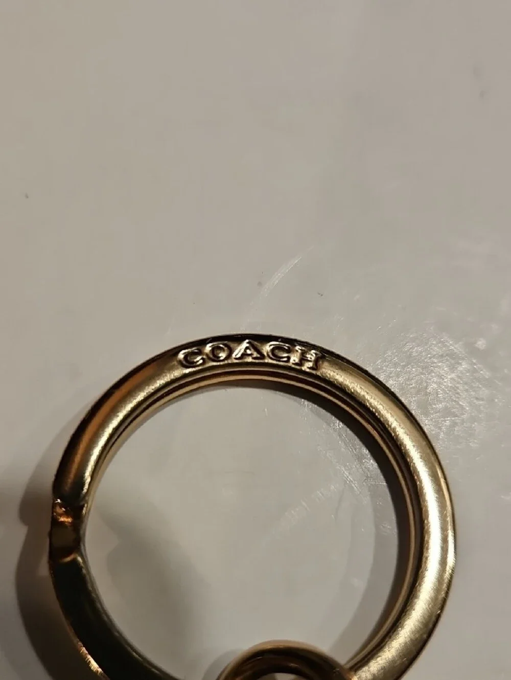 Coach Gold & Cream Horse And Carriage Logo Keyring / Bag Charm